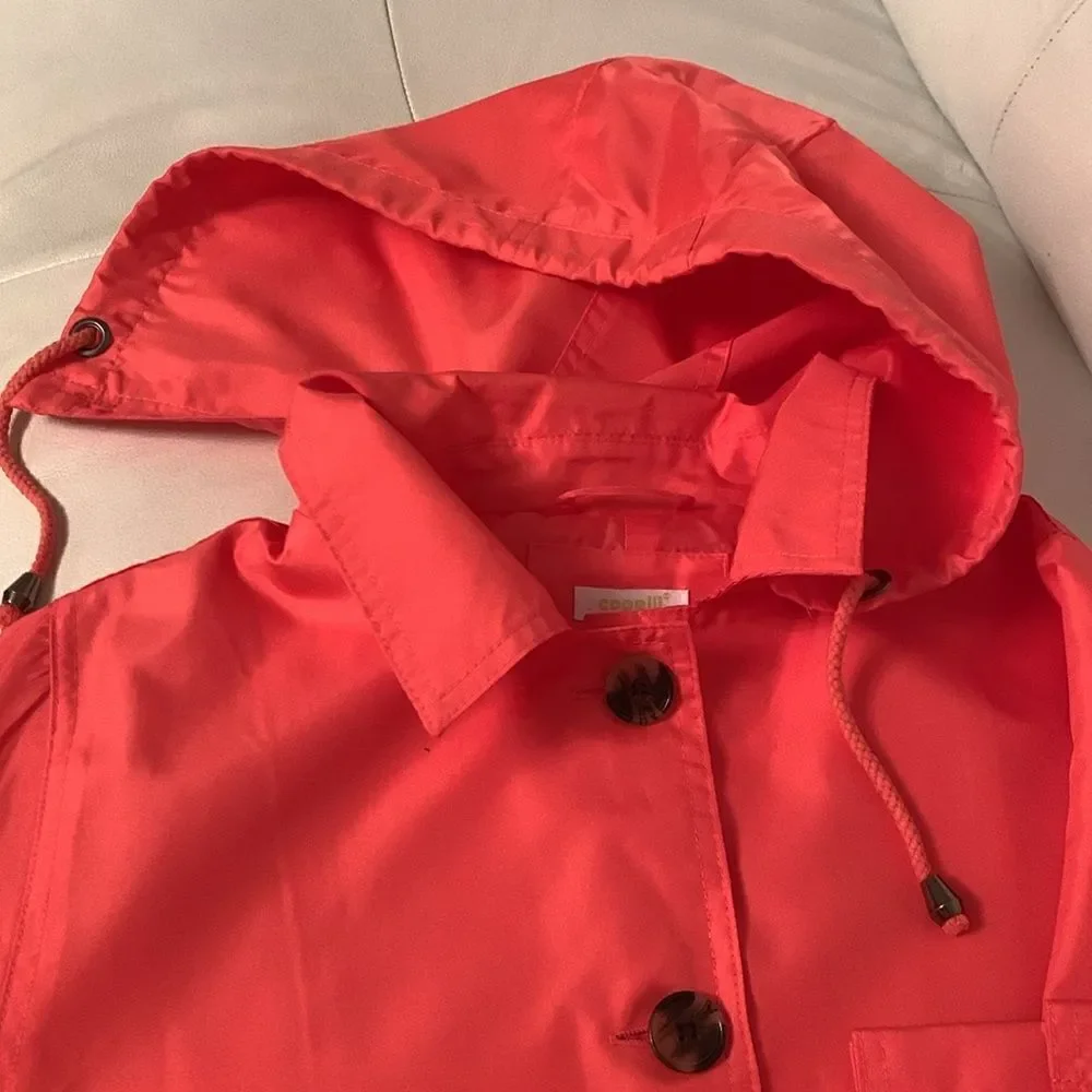 Capelli of NY Long Raincoat Jacket Collar Hood Belt Women’s Size Small - Picture 8 of 10